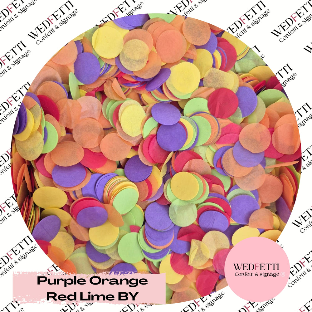 Circles Large 2.5cm Biodegradable - Purple Orange Red Lime BY