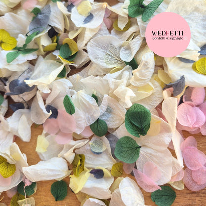 Petal Confetti hydrangea - Light Ivory Dusty Blue lemon 2 green blush