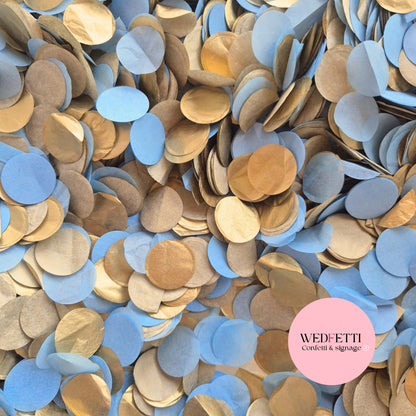 Circles Large 2.5cm Biodegradable - Dusty Blue Gold
