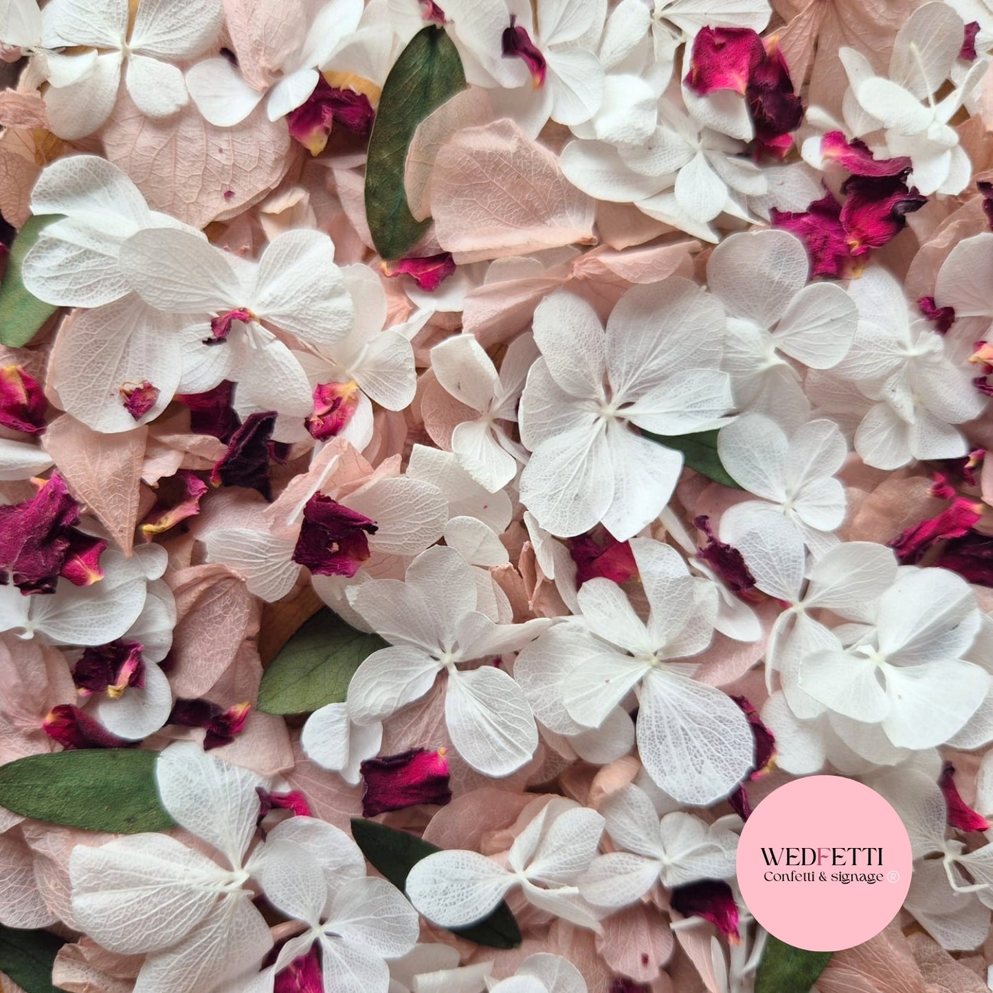 Petal Confetti hydrangea - Dusty Pink + Eucalyptus Rose White FF - Fragrant