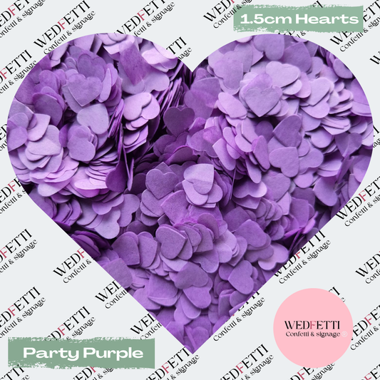 Paper Confetti hearts 1.5cm - Party Purple
