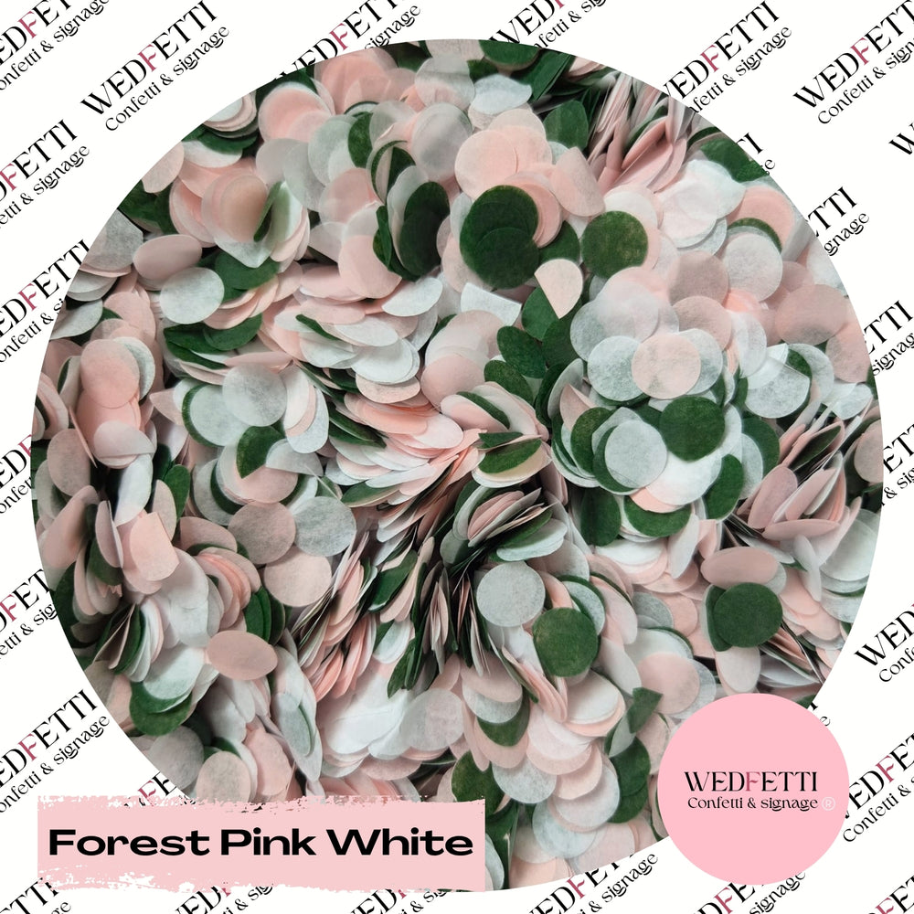 Slow falling paper Confetti - Forest Pink White