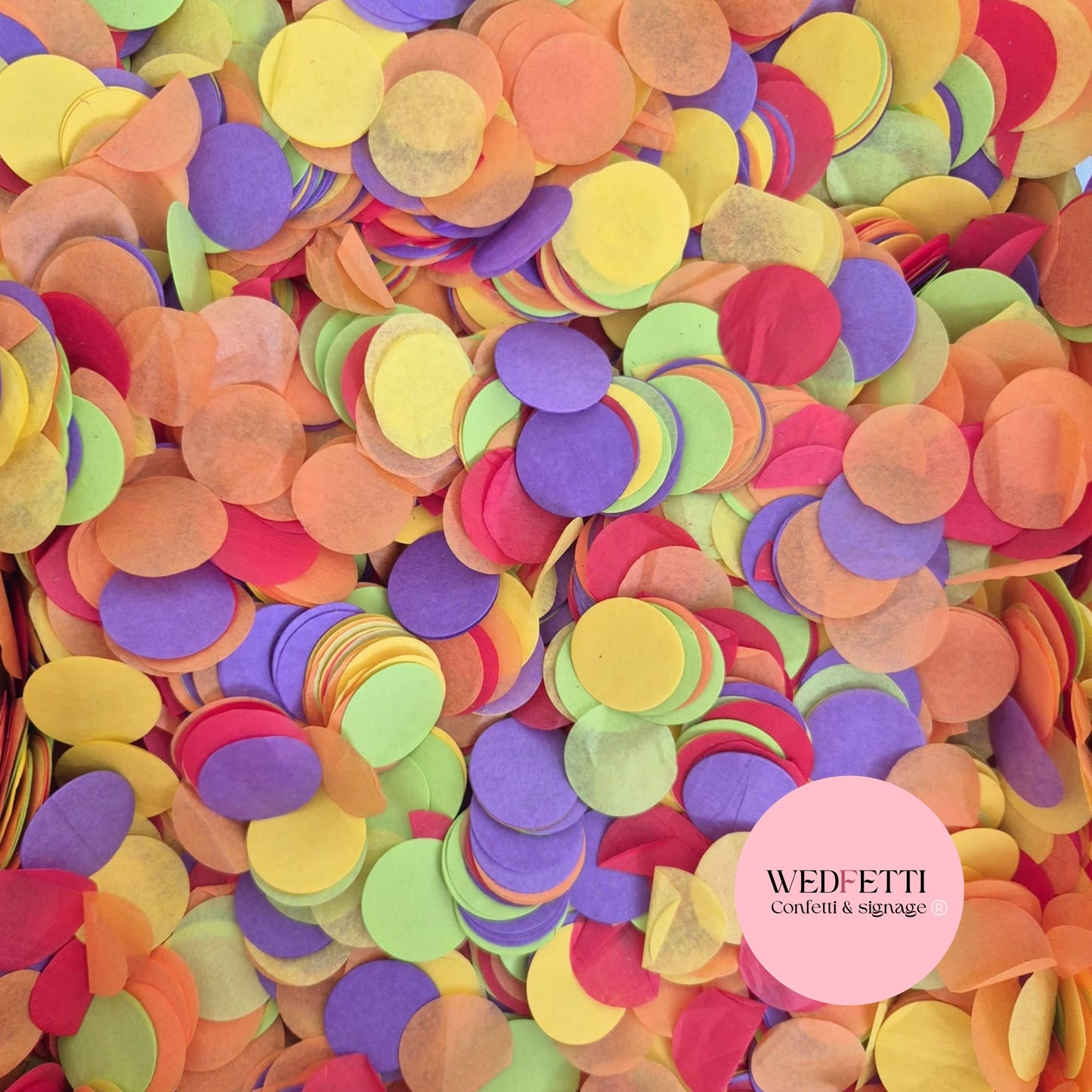 Circles Large 2.5cm Biodegradable - Purple Orange Red Lime BY