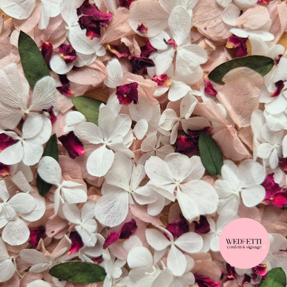 Petal Confetti hydrangea - Dusty Pink + Eucalyptus Rose White FF - Fragrant