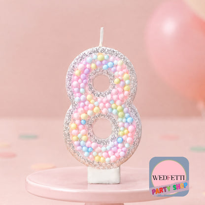 Pastel Sprinkle Number Birthday Candles 0–9