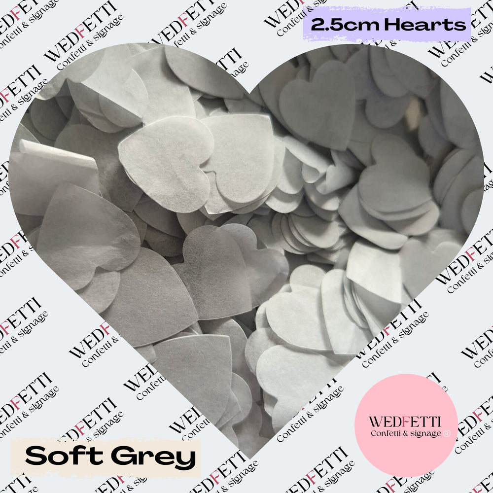 Biodegradable paper Confetti hearts - Soft Grey