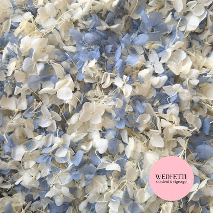Ivory & Dusty Blue Hydrangea petals