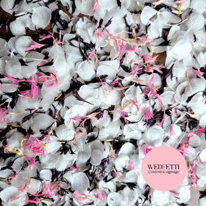 Snow Petal Confetti® - Snow Petals - White + PurpleBlack + Pink  Cornflower