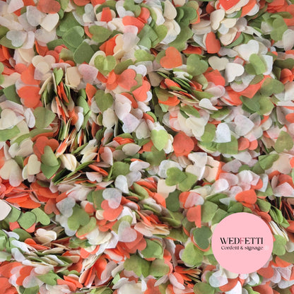 Paper Confetti hearts 1.5cm - Ivory Deep Sage burnt orange
