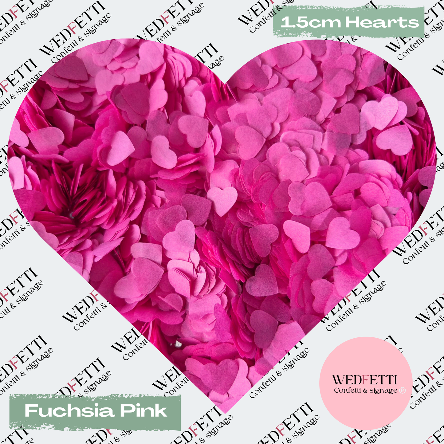 Paper Confetti hearts 1.5cm - Fuschia Pink