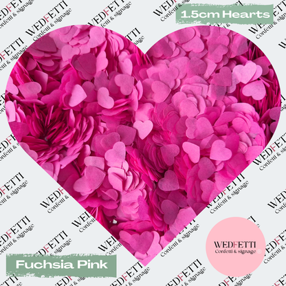 Paper Confetti hearts 1.5cm - Fuschia Pink