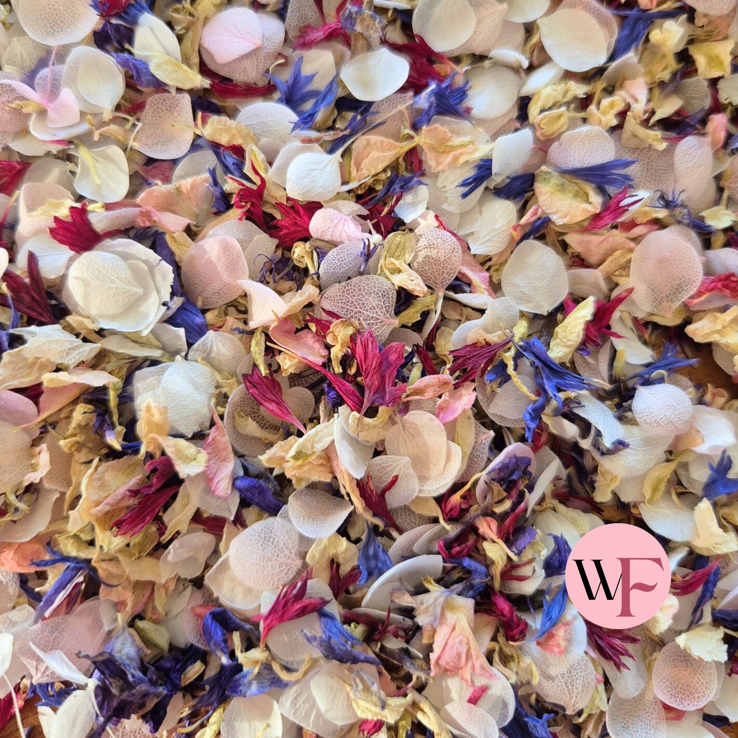 Natural Cornflower Delphinium & Snow Petal® mix - Blush Burgundy Blue