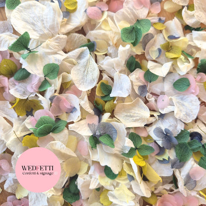 Petal Confetti hydrangea - Light Ivory Dusty Blue lemon 2 green blush