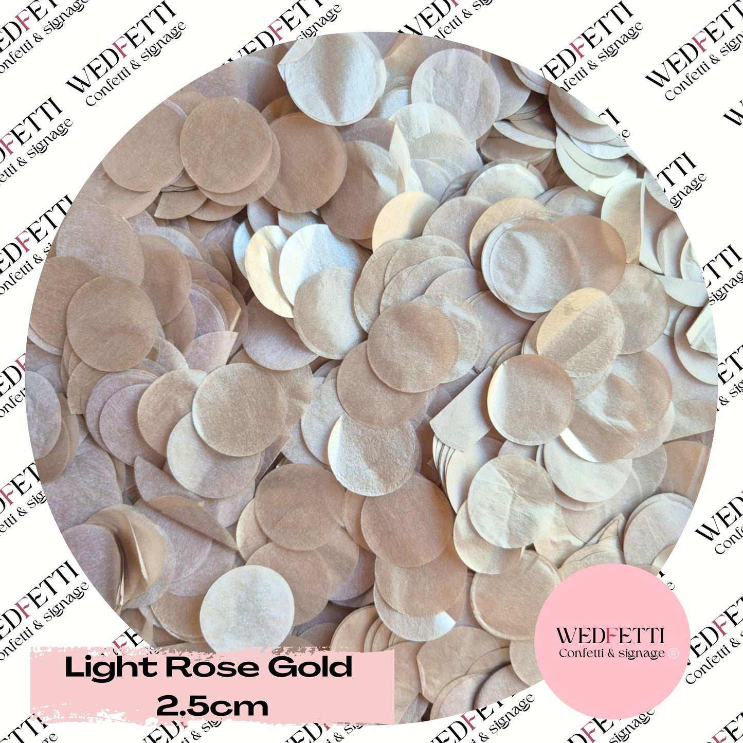 Slow falling shimmering paper Confetti 2.5cm - Light Rose Gold - Biodegradable