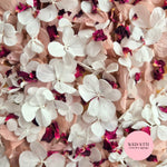 Petal Confetti hydrangea - Dusty Pink + Burgundy Rose White FF