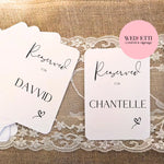 Reserved personalized chair cards WedFetti