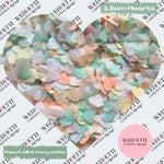 Paper Confetti hearts 1.5cm - Peach mint ivory white