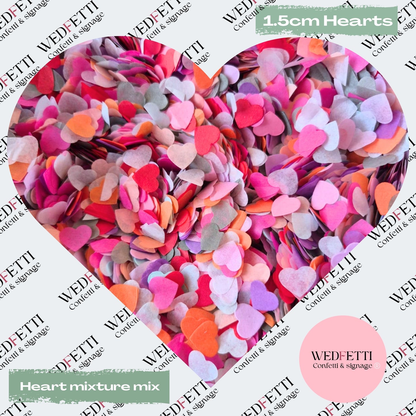 Paper Confetti hearts 1.5cm - Heart Mixture Mix
