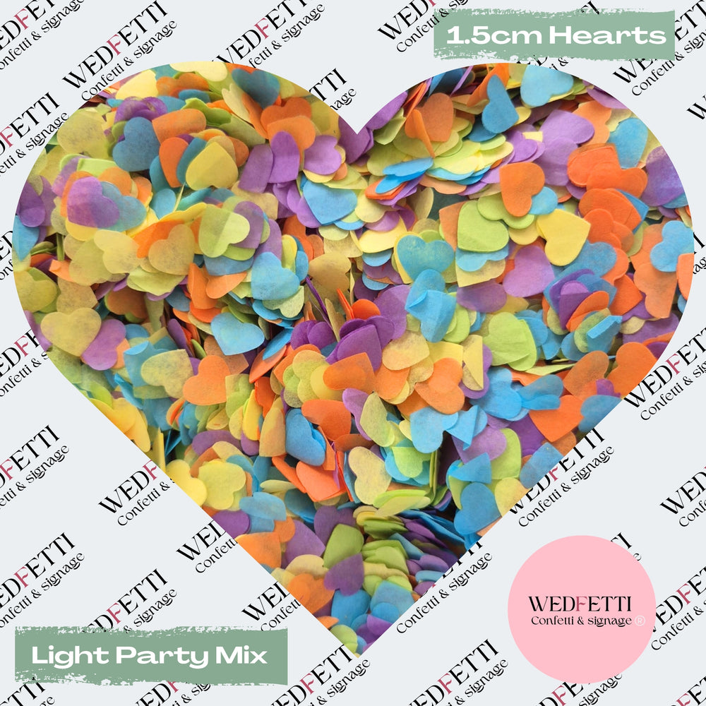 Paper Confetti hearts 1.5cm - Light Party Mix