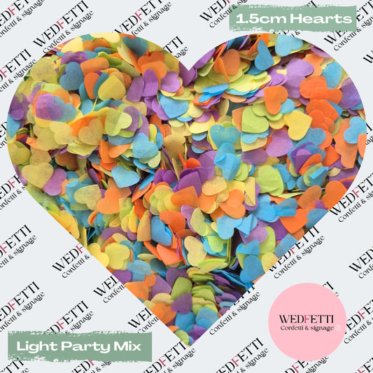Paper Confetti hearts 1.5cm - Light Party Mix