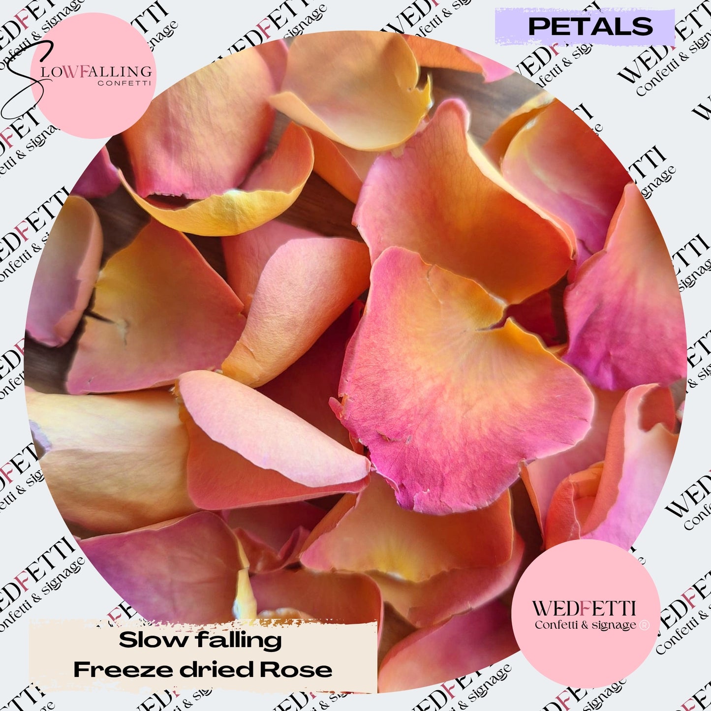 SLOW FALLING PETALS Freeze dried Flame Rose petal premium mix