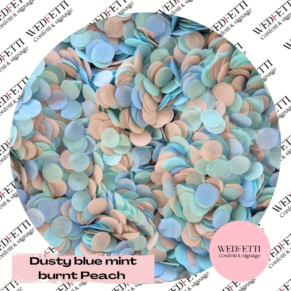 Slow falling paper Confetti - Dusty Blue mint burnt Peach