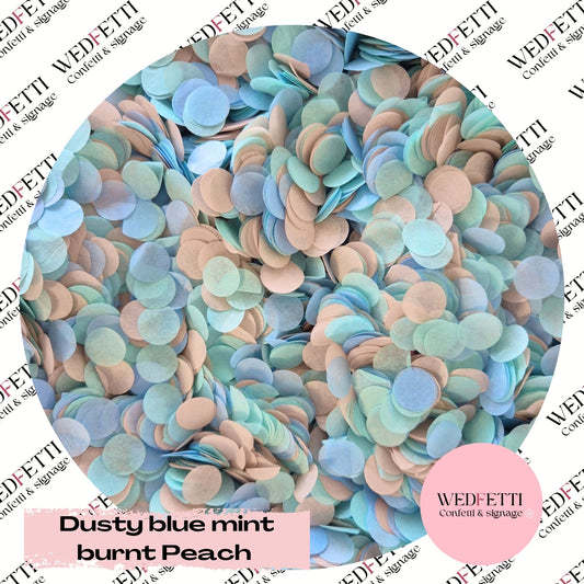 Slow falling paper Confetti - Dusty Blue mint burnt Peach