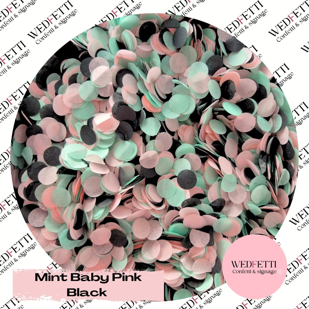 Slow falling paper Confetti - Mint Baby Pink Black