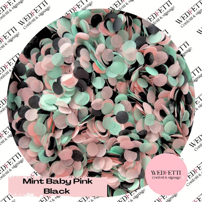 Slow falling paper Confetti - Mint Baby Pink Black