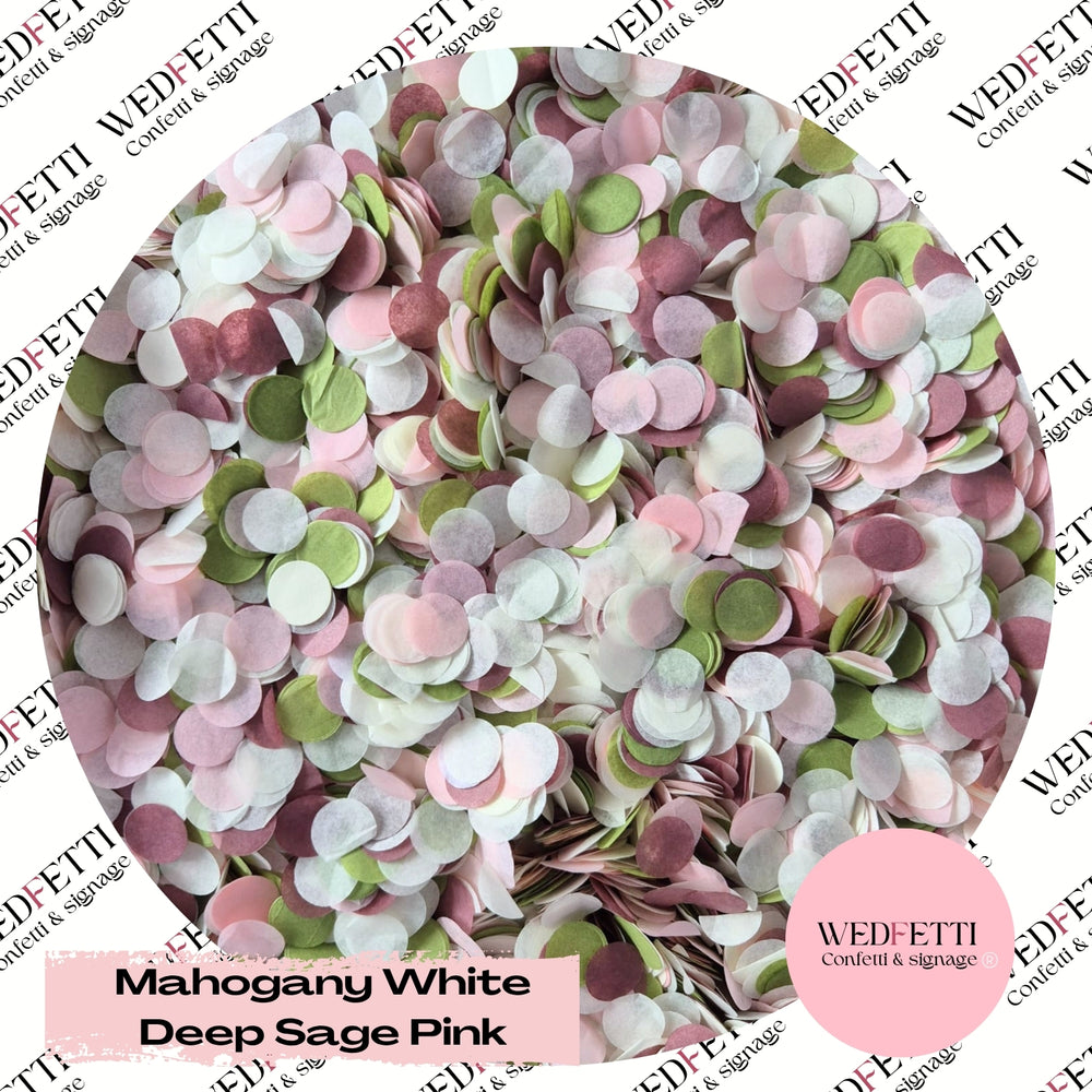Slow falling paper Confetti - Mahogany White Deep Sage Pink
