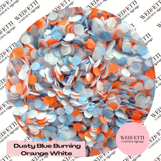 Slow falling paper Confetti - Dusty Blue Burning Orange White
