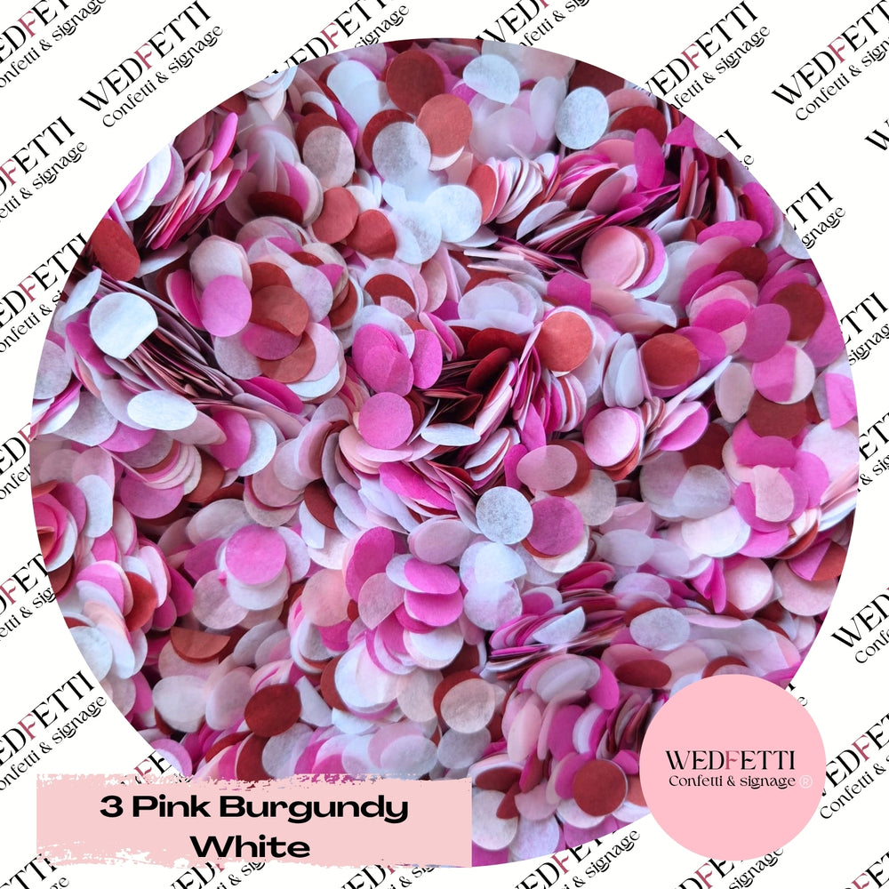Slow falling paper Confetti - 3 Pink Burgundy White