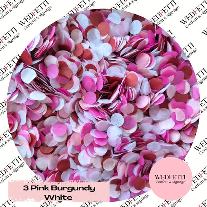 Slow falling paper Confetti - 3 Pink Burgundy White