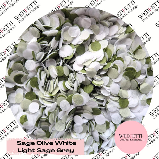 Slow falling paper Confetti - Sage Olive White Light Sage Grey
