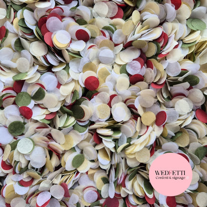 Slow falling paper Confetti - Olive Ivory white burgundy gold