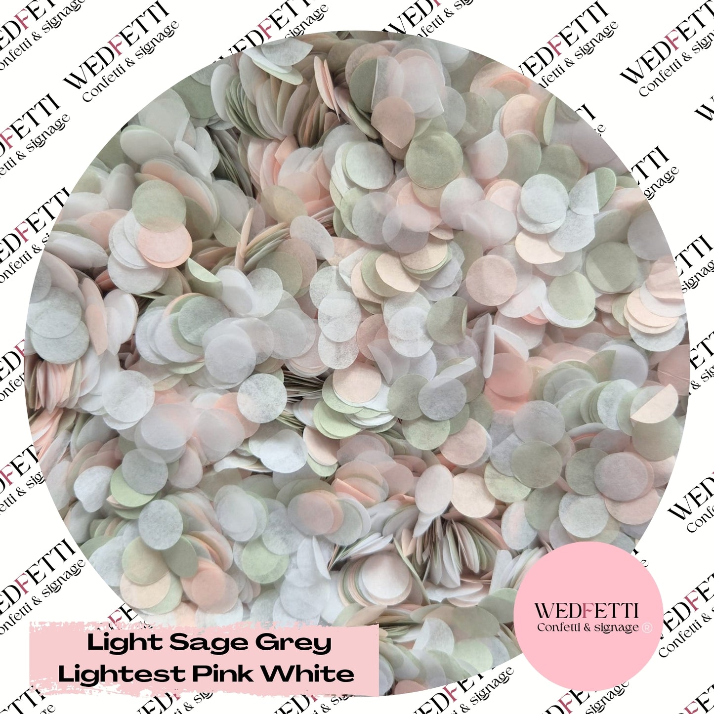 Slow falling paper Confetti - Light Sage Grey Lightest Pink White