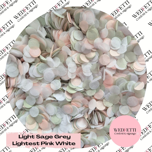 Slow falling paper Confetti - Light Sage Grey Lightest Pink White