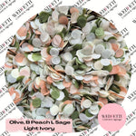 Slow falling paper Confetti - Olive B Peach L Sage Light Ivory