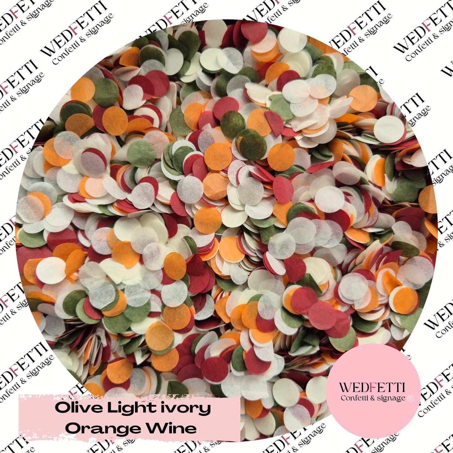 Slow falling paper Confetti - Olive Light Ivory Orange Wine