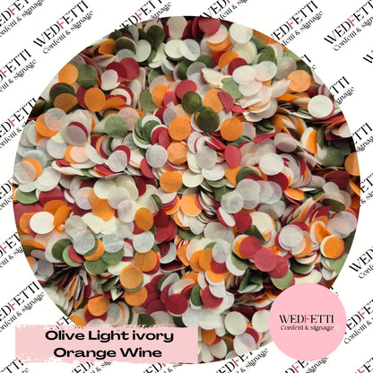 Slow falling paper Confetti - Olive Light Ivory Orange Wine