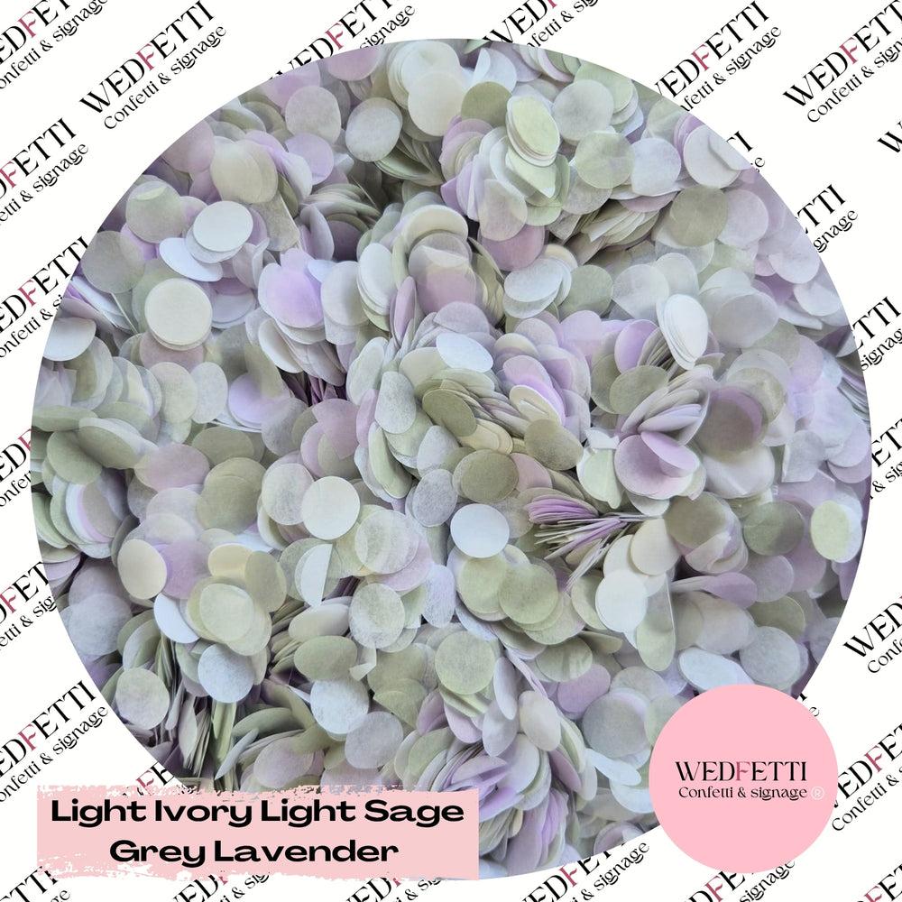 Slow falling paper Confetti - Light Ivory Light Sage Grey Lavender