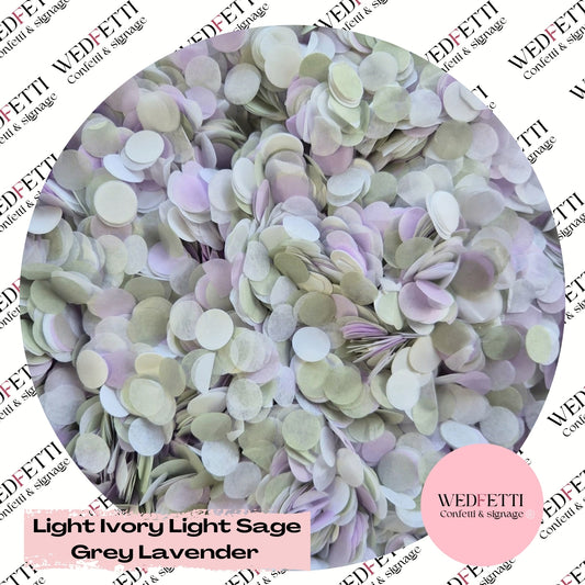 Slow falling paper Confetti - Light Ivory Light Sage Grey Lavender