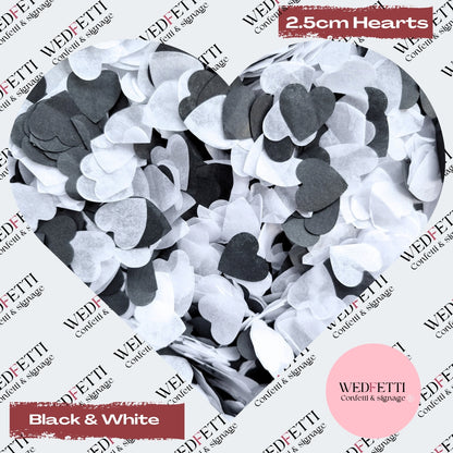 Biodegradable paper Confetti hearts - Black & White