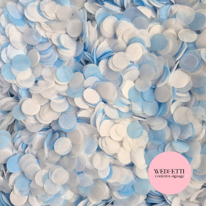 Slow Falling Paper Confetti - White, Dusty Blue & Shimmer White