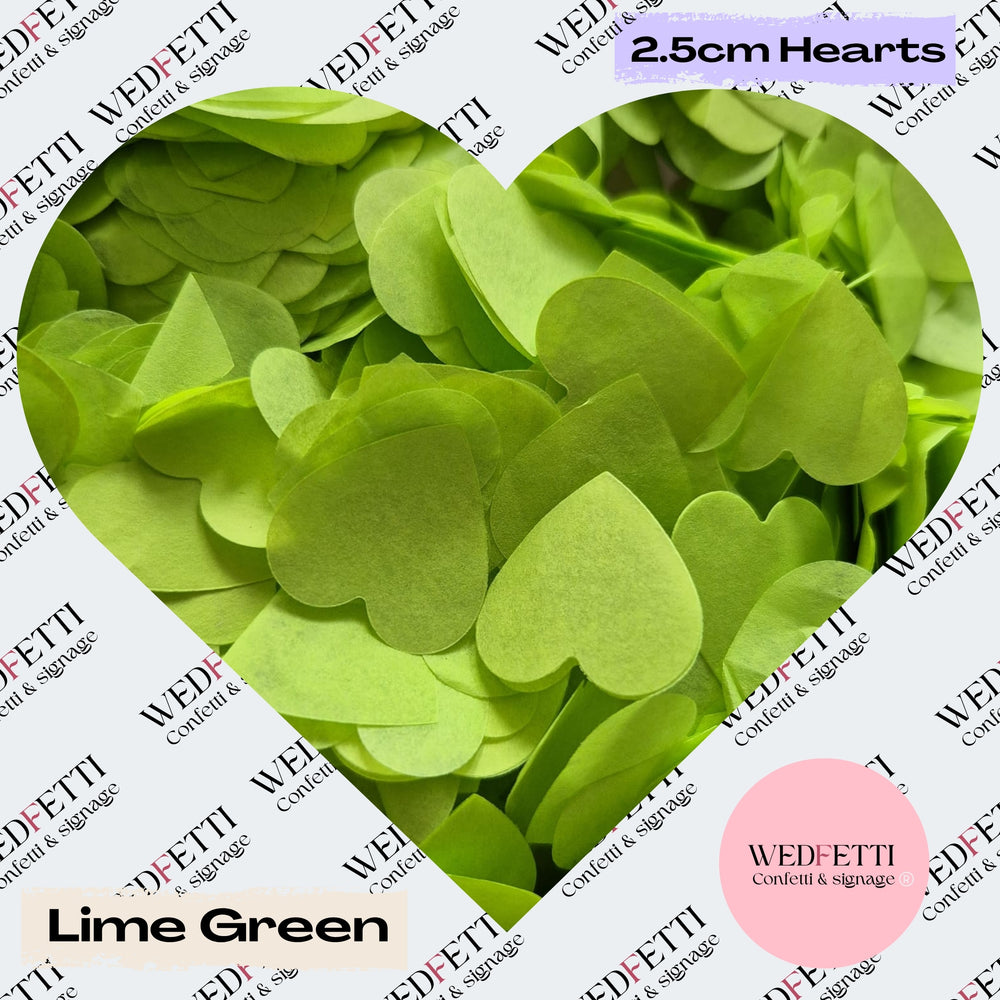 Biodegradable paper Confetti hearts - Lime Green