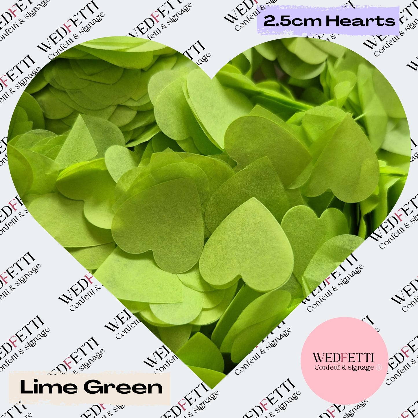 Biodegradable paper Confetti hearts - Lime Green
