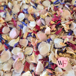 Natural Cornflower Delphinium & Snow Petal® mix - Blush Burgundy Blue