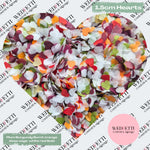 Paper Confetti hearts 1.5cm - Plum Burgundy Burnt orange White deep sage Red Gold