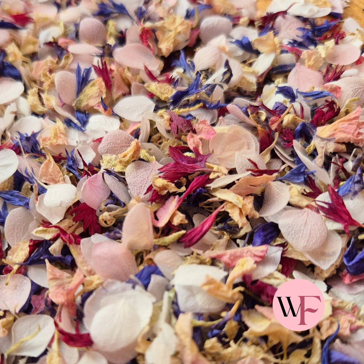 Natural Cornflower Delphinium & Snow Petal® mix - Blush Burgundy Blue