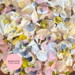 Petal Confetti hydrangea - Light Ivory Dusty Blue lemon deep sage blush